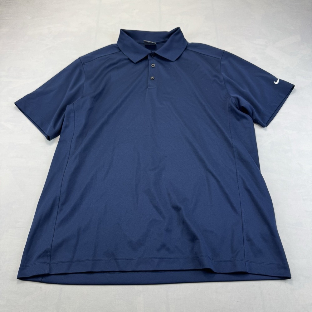 Nike Golf Dri-Fit Mens XL Navy Blue Short Sleeve Polo Shirt Performance Swoosh